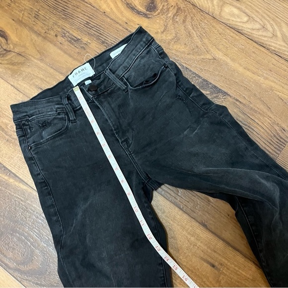 Frame Le High Raw Hem Ankle Skinny Jeans Black Wash Size 26 Q - Picture 5 of 9